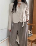 [봄,가을 신상] 노카라 타이 자켓 세트(2color) : 위드아워 :