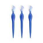 3Pcs 여성용 전기면도기 아이브로우 면도기 수동 일자핸들 스크레이퍼 더마 플래닝 도구 페이스 미스 핀셋 Blue : 리코h