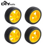 6MM 1:48 소형 스마트 자동차 모델, 플라스틱 로봇 타이어 휠, 노란색, 장난감 자동차, DIY 로봇용, 2/4 개 : 대건물류