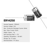 EEMB 물 가스 계량기 알람 창 센서용 리튬 배터리, ER14250 3.6V 1/2 AA 배터리, AX 핀, 14250 1200mAh 배터리 : 해빛물류