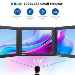DiEU Eyoyo-EM08F 8 인치 데스크탑 모니터 1024x768 4:3 IPS 화면 지원 원격 제어, HDMI/VGA/AV/BNC 입력, 컴퓨터 CCTV 카메라용... 