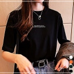 티셔츠 라운드 영문 반팔 여성 URK-131 기본 AWBF29AC : 더707