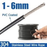 블랙 PVC 코팅 철사 304 스테인리스 스틸 연선 와이어 로프, 소프트 빨랫줄, 1-20m, : 마켓 허비