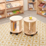 1단 책장 이동형 진열대 책꽂이 선반 원형 미니 소형 작은 바퀴 : 햇빛샤인몰