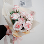 라인 장미 7송이 비누 꽃다발 로즈데이 성년의날 꽃선물 3color : 우디숲