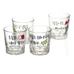 업소용 이색 소주 잔 레터링 집들이 귀여운 소주 잔 4P : 플리앤델