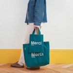 MERCI 메르시 에코백 블루그린/화이트 국내배송 파리 정품 (2size) : 모더니엔