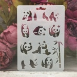 스텐실 도안 1Pcs 17.8x12.7cm 팬더 대나무 DIY 겹쳐 벽화 스크랩북 색소 엠보싱 앨범 장식 템플릿 : 복순2마켓