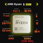 AMD Ryzen 5 5500 CPU, MSI B450M-A PRO MAX II DDR4-3466 +(OC) M.2 USB Gen1 소켓 마더보드 키트, 쿨러 없음, 신제품 : 케이세븐홀딩스