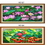 실십자수 구어도 연꽃 2종 프린트 도안 패키지 9/11CT 3D 자수세트 면실 실크실 풍경 : 푸아이 십자수