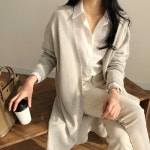 가을 모던 메리노울 폭스 홀가먼트 롱니트 가디건 홀가 롱가디건 6컬러 : 리베 마켓