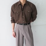 웨스턴 투포켓 셔츠 오버핏 코튼 남방(5color) : 베이직바이블