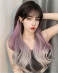 통가발 긴머리 포니테일 땋은 묶음 끈 정수리 똥머리 헤어피스 그레이퍼플 붙임머리 가발 : 퍼플보올