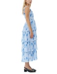 BLUE PLEATED GEORGETTE FLOUNCE SMOCK DRESS : Purity shop