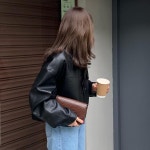 짠한형 전종서 가죽 자켓 라이더 래더 아우터 코디 오버핏 패션 크롭 유투브 루즈핏 신동엽 재킷 여성 카라 숏 : 트러스트이커머스