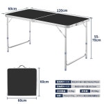 DesertFox 120cm (Black) 옥외 접이식 테이블 높이 3단계 조정 가능 자유롭게 높이 조정 가능 피크닉 레저 : JGI STORE