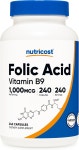 엽산 Nutricost Folic Acid (Vitamin B9) 1000 mcg 240정 : COLORFUL