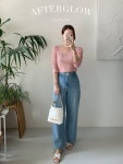 (세일/ 베 당일) 25SS 애프터글로우 후라이스 U넥 티셔츠 텐셀 울 긴팔 기본T : 레이디쁨