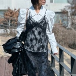 뷔스티에원피스 플라워 레이스 레이어드 원피스 : 몽아미