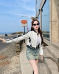 글로시 바이커 레더 크롭 여성 봄 가을 자켓 : 라르멜