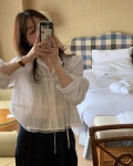 (아이 당일) 프리티영띵 PYT 엠마 블라우스 레이스 봄 프영띵 프릴 퍼프 슈슈블리 : 슈슈블리
