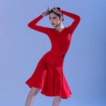 라틴 댄스 의상 탱고 긴 소매 점프 슈트 삼바 스커트 모던 스탠다드 연습 살사 차차 드레스 DWY7735 : Gran Via