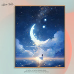 코지하루 DIY 명화그리기 유화 그림 그리기 세트 40x50 달과 별 그리고 여인A : 코지하루몰