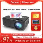 휴대용 빔프로젝터 Everycom-M8 1080P 미니 LED 홈 시네마 비디오 프로젝터 풀 HD 5500 루멘 5G 와이파이 멀티 스크린 스마트 폰 LCD 피코... 