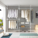 이지온 튼튼한 선반 시스템 행거 EO305W 폭조절 2단 시스템 조립식 원룸 가성비 행거 : 이지온행거