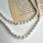 감도 실버 밥풀 쌀알 못난이 담수 진주 목걸이 : 감도주얼리