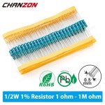 1% 금속 필름 저항기 관통 구멍 고정 저항 1 100 220 330 470 1K 4.7K 10K 15K 47K 100K Ohm 2K2 4K7 0.5W 팩 당 개 1/2W : 선우마켓20