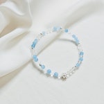 3월 탄생석 여름 스카이블루 투명 백수정 원석 아쿠아마린 팔찌 : w에디션