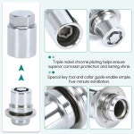 도난 방지 휠 잠금 러그 너트 세트 4 너트 및 1 키 33mm 높이 0123 도요타 렉서스 0027600900 0027600900 PT27648100 M12 x 15... 