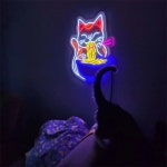 일본풍 레트로일본 일본장식 포춘 고양이 라멘 네온 사인 일본 국수 LED 레스토랑 애니메이션 벽 장식 : kongkongcom