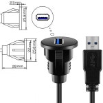 듀얼 포트 USB 소켓 확장 Cabe USB30 자동차 플러시 마운트 익스텐션 코드 대시 보드 패널 사각형 USB 케이블 자동차 오토바이... 