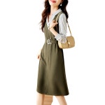 Makone 조각 절단 가짜 두 개의 드레스 봄 여성 드레스 : 럭키비키..