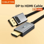 CABLETIME- 디스플레이포트-HDMI 4K 60HZ 케이블 DP-hdmi 60Hz 변환기 DP1.2 HDTV 프로젝터 노트북 PC C313 용 : 오아시스직구몰