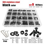 블랙 304 스테인리스 스틸 6 로브 Torx 플랫 카운터 싱크 헤드 나사 볼트 모음 세트 박스 키트 믹스 M2 M25 M3 M4 M5 285 개 1020 개... 