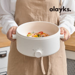 OLAYKS 올레이스 더블핸들 3L 멀티쿠커 전기냄비 찜기겸용 라면포트 OLK-01-13 : 에디샵 공식판매점