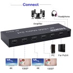 HDMI 매트릭스 스위치 스플리터 IR 원격 HDC2.2 광학 3.5mm 오디오 출력 2x4 4K 60Hz HDMI2.0 2 in 4 out : 오아시스직구몰