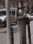 아쥬르 프렌치 빈티지 니트 쓰리피스 울 분위기의 허리   날씬해 는 레깅스 치마 가을 : 페렌도아