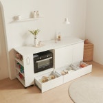 폴키친 광파오븐장 밥솥레일 전자레인지 선반 광파오븐렌지대 오븐장 수납장 : 퍼플뉴퍼니처