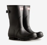 헌터 여자 레인부츠 오리지널 숏 백 어드저스터블 블랙 WFS1013RMA BLK : 마농레나