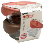 락앤락 바로한끼 전자레인지용 실리콘캡 내열유리 공기-450ml 2개세트/베이지+브라운 : 나무하늘