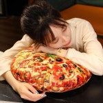 피자 음식 봉제 베개 실제 원형 스낵 쿠션 쉘 지퍼 햄 베이컨 녹색 유니온 쇠고기 토마토 장식 40 cm : 플릭유통