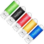USB 플래시 드라이브 스토리지 스틱 5팩 16GB 2.0 엄지 메모리 5가지 색상 블랙 블루 그린 골드 레드 : 모스트식스