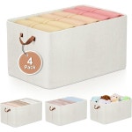 Budding Joy 4 Pack 선반용 대용량 보관 바구니 15.7 x 11 11인치 옷장 통 세탁실 정리 및 보관을 위한 손잡이가 있는 접이식 큐브... 