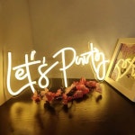 네온전구튜브 Lets Party LED 네온 사인 온/오프 스위치 램프 야간 조명 배경 룸 장식 빛나는 USB : 윤앤케이12