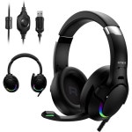 7.1 서라운드 사운드 노이즈 캔슬링 마이크가 장착된 USB 게이밍 헤드셋 마이크로폰이 RGB 라이트 프로 게임 헤드폰 PC PS4 PS5 및 노트북... 