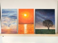 100%수작업 밤하늘별 선물용그림 인테리어용그림 은하수그림 나무그림 밤풍경 밤하늘그림 아크릴페인팅 수작업 : 낭만화실